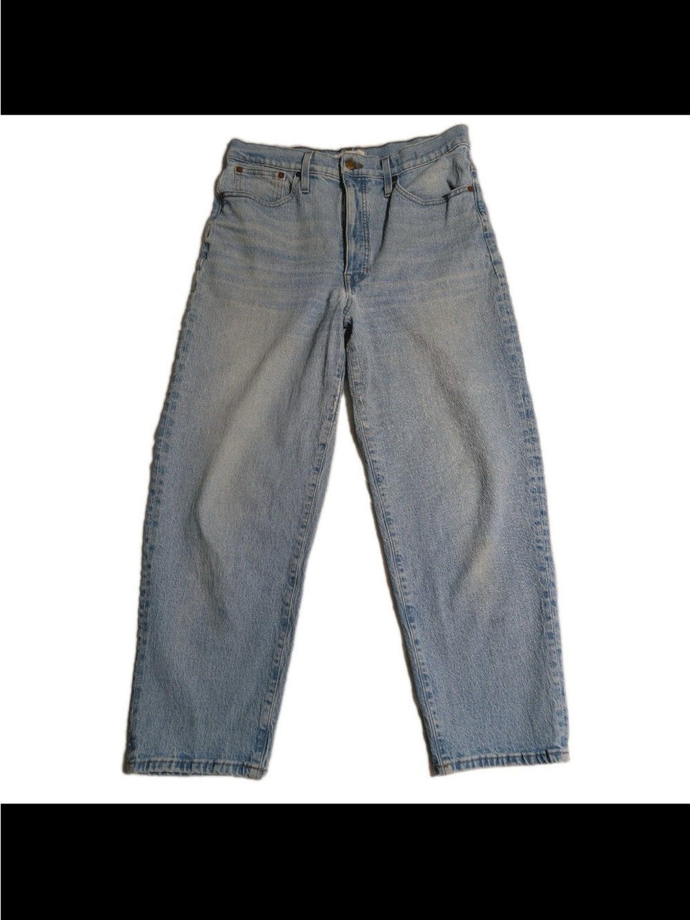 Madewell Balloon Jeans Womens 30 High Rise Light Wash Patched Repair
